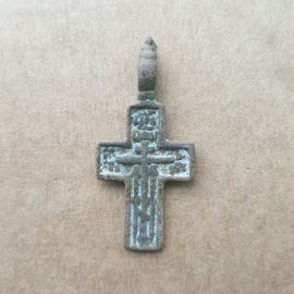 №4 Старинный металлический нательный христианский крестик, размеры 5х3